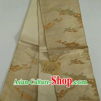 Japanese Traditional Embroidered Brocade Waistband Kimono Yukata Dress Beige Belts for Women