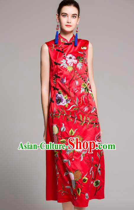 Traditional Ancient Chinese Young Women Cheongsam Dress Republic of China Tangsuit Stand Collar Blouse Dress Tang Suit Clothing Traditional Ancient Chinese Young Women Cheongsam Dress Republic of China Tangsuit Stand Collar Blouse Dress Tang Suit Clothing