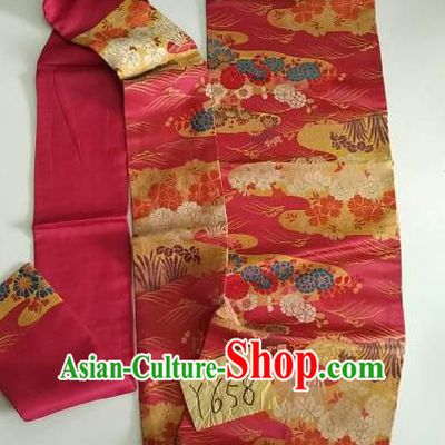 Japanese Traditional Embroidered Brocade Waistband Kimono Yukata Dress Pink Belts for Women
