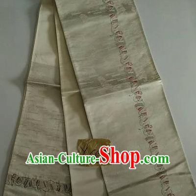 Japanese Traditional Embroidered Brocade Waistband Kimono Yukata Dress White Belts for Women