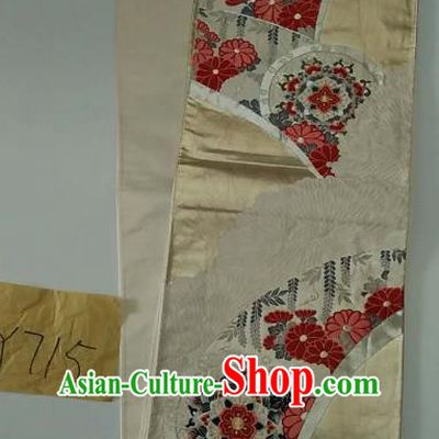 Japanese Traditional Embroidered White Brocade Waistband Kimono Yukata Dress Wafuku Belts for Women