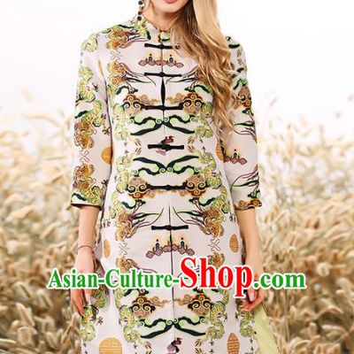 Chinese National Costume Printing Coats Traditional Embroidered Dust Coats for Women