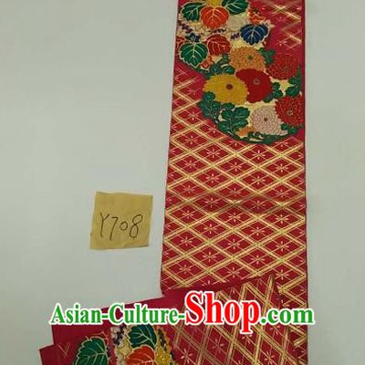 Japanese Traditional Rosy Brocade Waistband Kimono Yukata Dress Wafuku Belts for Women