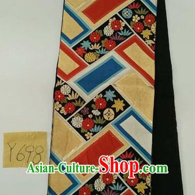 Japanese Traditional Embroidered Flowers Brocade Waistband Kimono Yukata Dress Wafuku Belts for Women