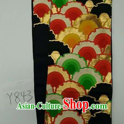 Japanese Traditional Waistband Kimono Yukata Black Brocade Belts for Women