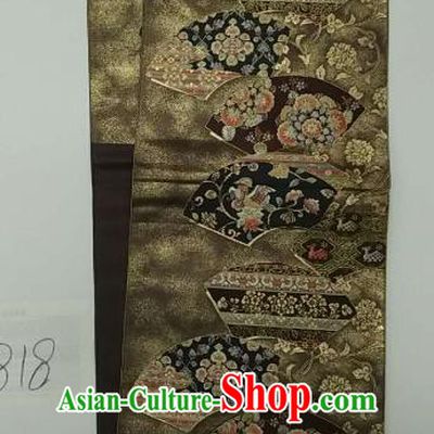 Japanese Traditional Waistband Kimono Yukata Deep Grey Brocade Belts for Women