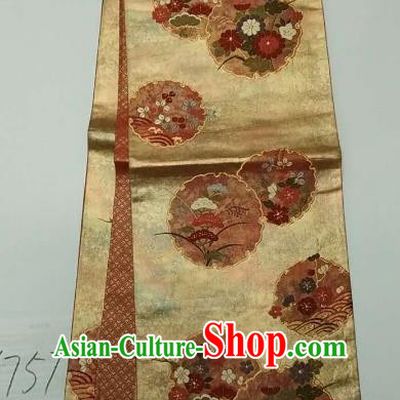 Japanese Traditional Wafuku Waistband Kimono Yukata Embroidered Golden Brocade Belts for Women