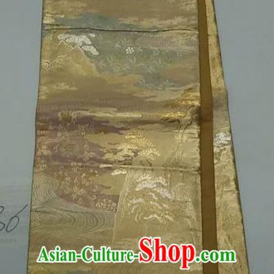 Japanese Traditional Wafuku Waistband Kimono Yukata Embroidered Light Golden Brocade Belts for Women