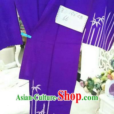 Ancient Japanese Garment Printing Bamboo Furisode Kimonos Traditional Yukata Dress Costume for Women