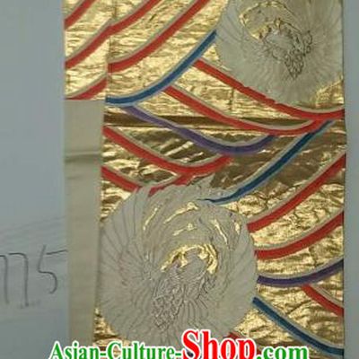 Japanese Traditional Golden Waistband Kimono Yukata Dress Wafuku Embroidered Brocade Belts for Women