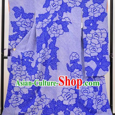 Ancient Japanese Geisha Purple Furisode Kimonos Traditional Yukata Dress Costume for Women