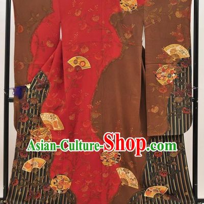 Ancient Japanese Geisha Palace Furisode Kimonos Traditional Yukata Dress Costume for Women