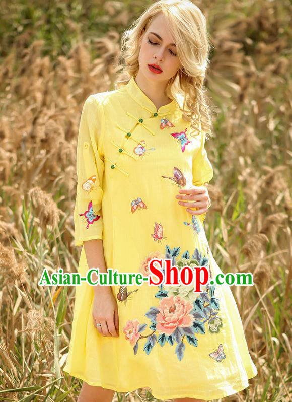 Traditional Ancient Chinese Young Women Cheongsam Dress Republic of China Tangsuit Stand Collar Blouse Dress Tang Suit Clothing Traditional Ancient Chinese Young Women Cheongsam Dress Republic of China Tangsuit Stand Collar Blouse Dress Tang Suit Clothing