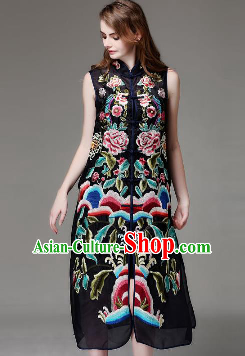 Traditional Ancient Chinese Young Women Cheongsam Dress Republic of China Tangsuit Stand Collar Blouse Dress Tang Suit Clothing