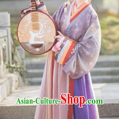 Chinese Ancient Fairy Jin Dynasty Palace Princess Embroidered Hanfu Dress Costumes for Women