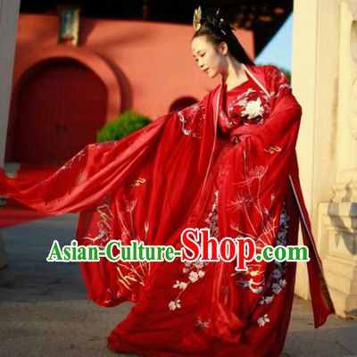 Chinese Ancient Embroidered Wedding Costume Tang Dynasty Princess Embroidered Hanfu Dress for Women