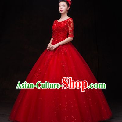 Top Classical Red Romantic Princess Wedding Dress