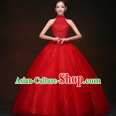 Top Classical Red Romantic Princess Wedding Dress Evening Dresses