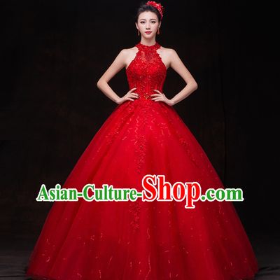 Top Romantic Handmade Princess Red Wedding Dresses