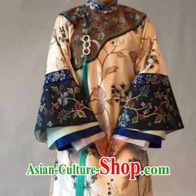 Chinese Traditional Historical Costume China Qing Dynasty Kangxi Imperial Concubine Embroidered Clothing