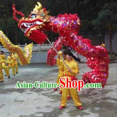 Top Chinese Classical Parade Procession Blue Rainbow Dragon Dance Costumes Complete Set for 8 People Adults or Kids
