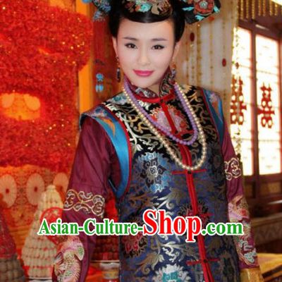 Chinese Ancient Empress Dowager Historical Costume China Qing Dynasty Manchu Lady Clothing