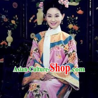 Chinese Ancient Shunzhi Imperial Concubine Historical Replica Costume China Qing Dynasty Manchu Palace Lady Embroidered Clothing