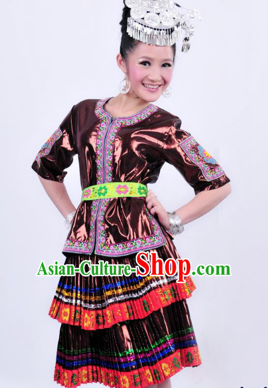 Traditional Miao Nationality Dance Clothing and Headwear Sliver Headpiece Hmong Minority Costumes and Hair Accessories Traditional Miao Nationality Dance Clothing and Headwear Sliver Headpiece Hmong Minority Costumes and Hair Accessories