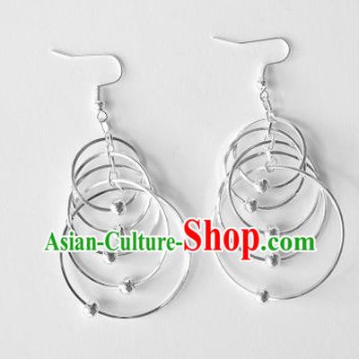 Traditional Chinese Miao Nationality Sliver Earrings Hmong Accessories Eardrop for Women