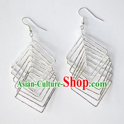 Traditional Chinese Miao Nationality Earrings Hmong Accessories Sliver Eardrop for Women