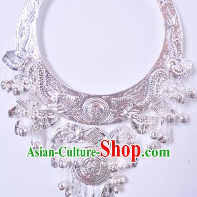 Traditional Chinese Miao Nationality Accessories Necklet Hmong Sliver Necklace for Women