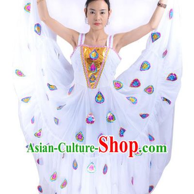 Traditional Chinese Pavane Dance Costume, China Folk Dance Peacock Dance Dress Clothing for Women