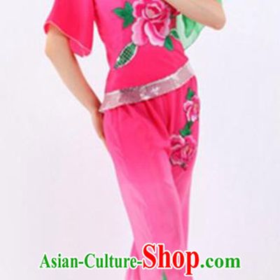 Traditional Chinese Classical Dance Yangge Fan Dancing Costume, Folk Dance Drum Dance Pink Uniform Yangko Costume for Women