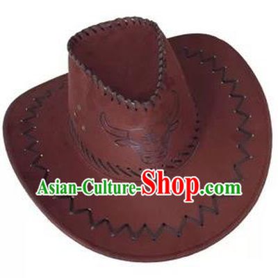 Traditional Chinese Zang Nationality Hair Accessories Tibetan Ethnic Minority Brown Hats Headwear for Men