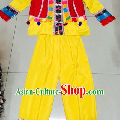 Traditional Chinese Dai Nationality Costume Ethnic Folk Dance Embroidered Clothing for Men