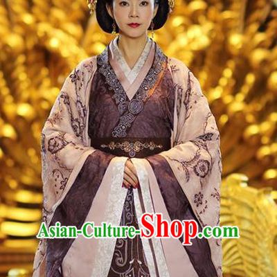 Ancient Chinese Traditional Han Dynasty Empress Dowager Wang Hanfu Dress Replica Costume for Women