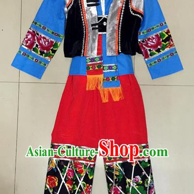 Traditional Chinese Nationality Costume Ethnic Folk Dance Embroidered Clothing for Men