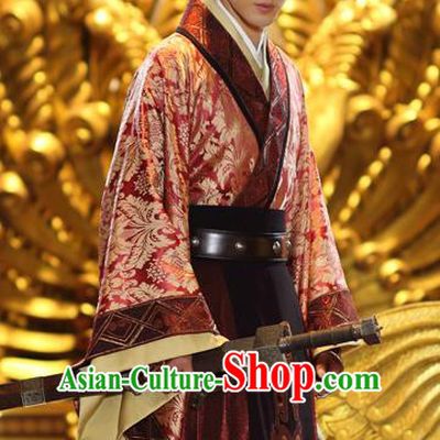 Traditional Ancient Swordsman Clothing Chinese Han Dynasty Nobility Childe Replica Costume for Men