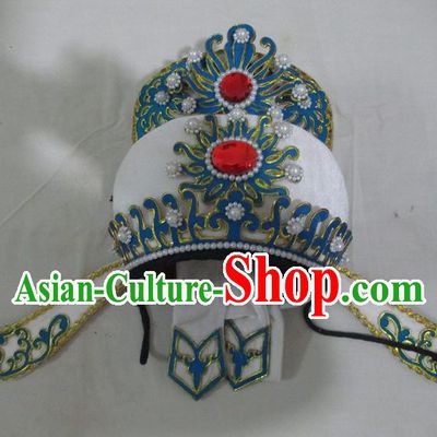 Traditional Chinese Beijing Opera Niche Hair Accessories White Hats Peking Opera Young Men Headwear
