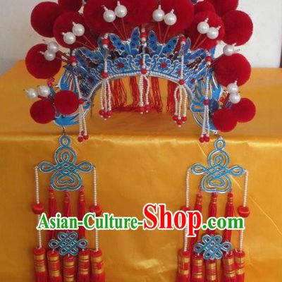 Traditional Chinese Beijing Opera Hair Accessories Princess Red Phoenix Coronet Peking Opera Actress Headwear