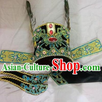 Traditional Chinese Beijing Opera Young Men Black Hats Peking Opera Niche Headwear