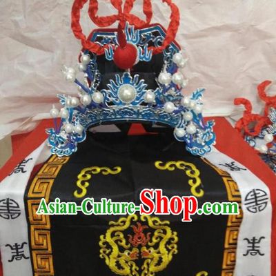 Traditional Chinese Beijing Opera General Black Hats Peking Opera Military Officer Headwear