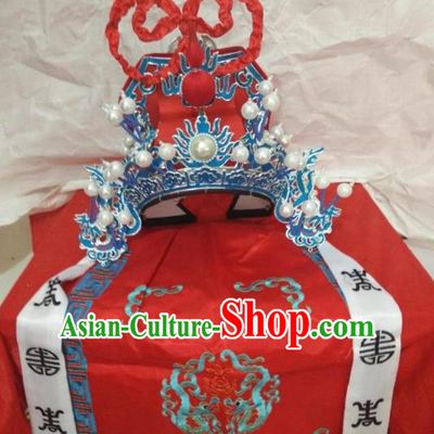 Traditional Chinese Beijing Opera General Red Hats Peking Opera Military Officer Headwear