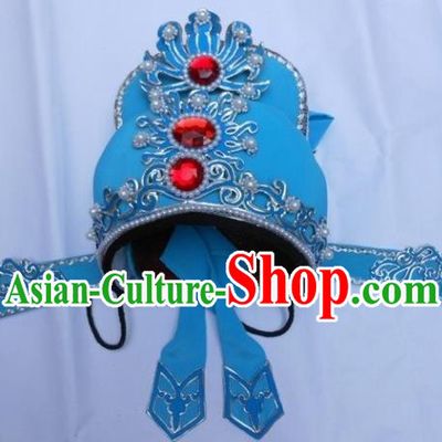 Traditional Chinese Beijing Opera Scholar Blue Hats Peking Opera Niche Headwear