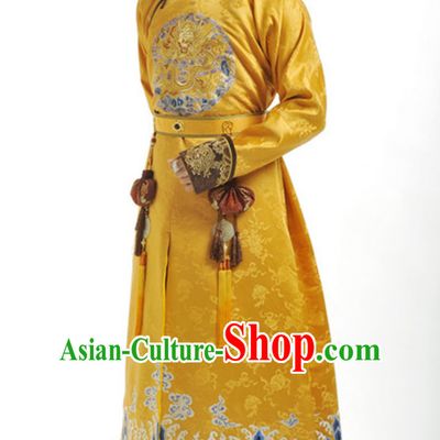 Traditional Chinese Qing Dynasty Manchu Prince Emperor Robe Clothing for Men