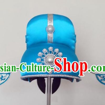 Traditional Chinese Beijing Opera Niche Blue Hats Peking Opera Young Men Headwear