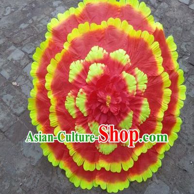 Chinese Folk Dance Props Accessories Stage Performance Orange Peony Umbrellas for Women