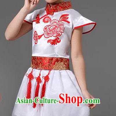 Traditional Chinese Classical Dance Costume, Children Folk Dance Chorus Dress for Kids