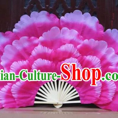 Chinese Folk Dance Props Accessories Stage Performance Pink Peony Folding Fans for Kids