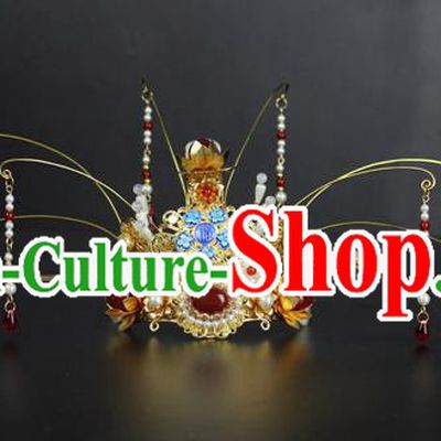 Chinese Ancient Handmade Hair Accessories Tassel Phoenix Coronet Hair Fascinators Hairpins for Women
